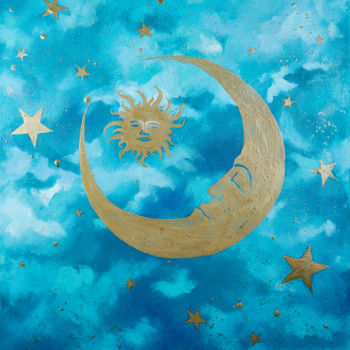 Peinture intitulée "Silent night - star…" par Mariia Iakovleva, Œuvre d'art originale, Huile Monté sur Châssis en bois