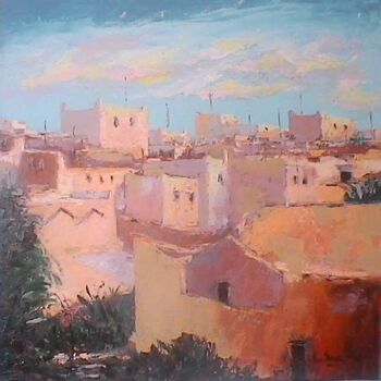 Pintura titulada "Village au sud" por M'Hamed Saci, Obra de arte original