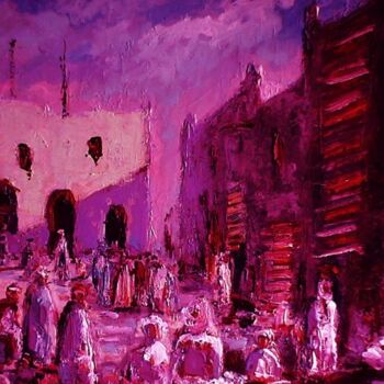 Pintura titulada "Au coin du souk" por M'Hamed Saci, Obra de arte original