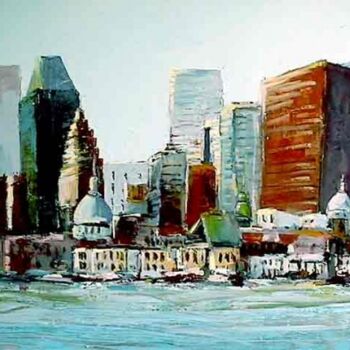 Schilderij getiteld "Montreal vue panora…" door M'Hamed Saci, Origineel Kunstwerk