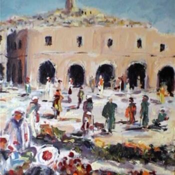 Peinture intitulée "Souk de ghardaia 1" par M'Hamed Saci, Œuvre d'art originale