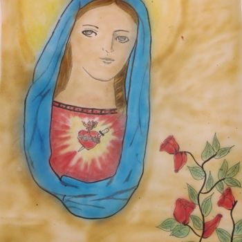 Schilderij getiteld "Maria" door Mariakay, Origineel Kunstwerk, Airbrush