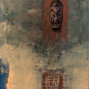 Peinture intitulée "Le masque" par Mehdi Lahlou, Œuvre d'art originale, Collages