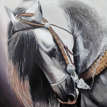 Painting titled "la beauté du cheval…" by Mohammed Lakhdar, Original Artwork, Acrylic