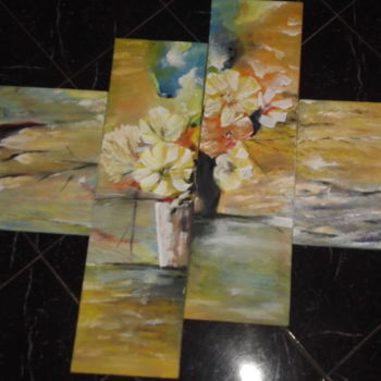 Painting titled "Flowers" by Mohammed Lakhdar, Original Artwork, Acrylic