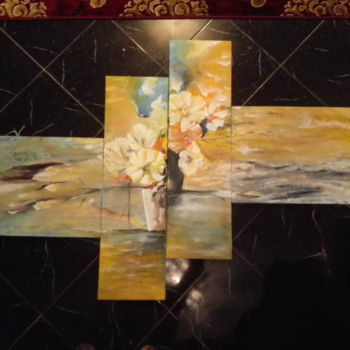 Painting titled "Fleurs" by Mohammed Lakhdar, Original Artwork, Acrylic