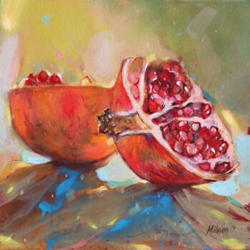 Painting titled "Pomegranate" by Milena Dimitrova, Original Artwork, Oil