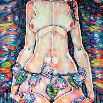 Картина под названием "Лилии" - Marusya Dram, Подлинное произведение искусства, Масло