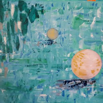 Painting titled "Pearl lake" by Marijke Mol, Original Artwork, Oil