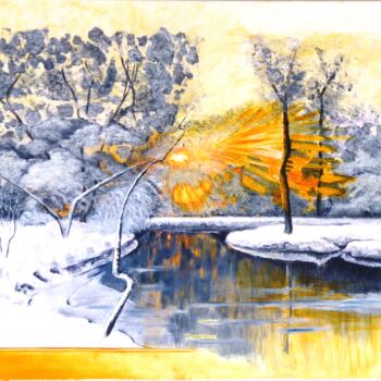 Painting titled "Soleil d'hiver" by M.Ou Mme Rajot Jean Louis, Original Artwork, Oil