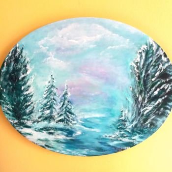 Malerei mit dem Titel "Winterlandschaft" von Martina Silber, Original-Kunstwerk, Acryl