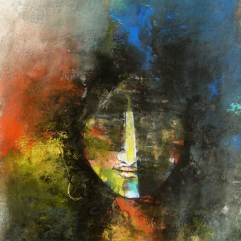 Peinture intitulée "Abstract Face _11" par M. Singh, Œuvre d'art originale, Huile