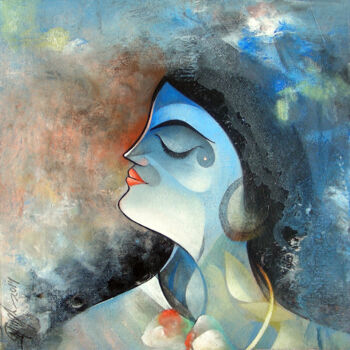 Peinture intitulée "Face" par M. Singh, Œuvre d'art originale, Huile