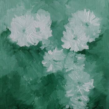 Peinture intitulée "Fleurs blanches" par M. Vet, Œuvre d'art originale, Huile