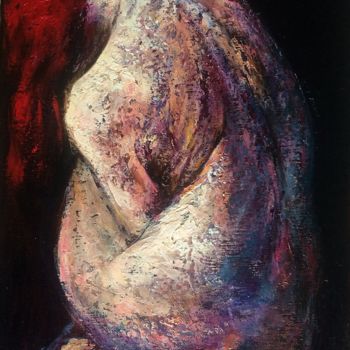 Painting titled "Figura" by Magdalena Weber, Original Artwork, Oil Mounted on Wood Panel