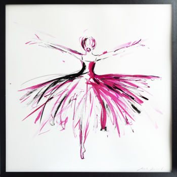 Schilderij getiteld "Dark pink" door M Zemanova, Origineel Kunstwerk, Inkt