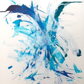 Картина под названием "Face abstraite" - M Zemanova, Подлинное произведение искусства, Чернила Установлен на Деревянная рама…