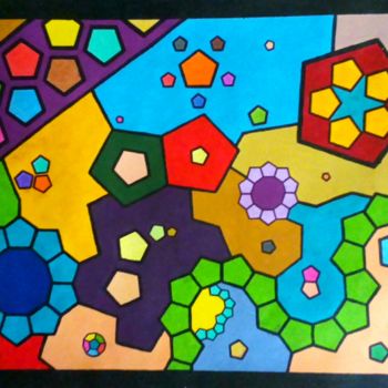 Painting titled "Art of pentagons (A…" by Matheus Silva, Original Artwork, Acrylic