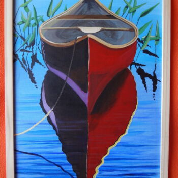 Peinture intitulée "red canoe" par Dan Mateescu, Œuvre d'art originale, Acrylique