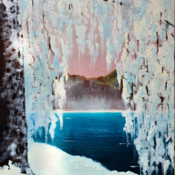Peinture intitulée "Зимнее озеро." par Maridari, Œuvre d'art originale, Huile