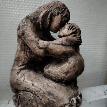 Sculpture intitulée "DEUX :  La femme et…" par Ma Chaloupe, Œuvre d'art originale, Argile