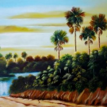 Painting titled "paisaje" by Ma Heriberta Vega Coronel Artista Mexica, Original Artwork