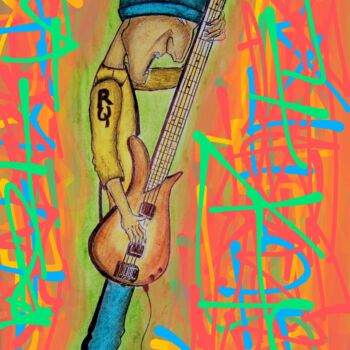 Peinture intitulée "Kiss my bass" par Maak Bran, Œuvre d'art originale, Pastel