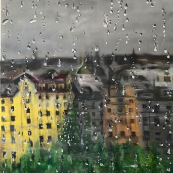 Painting titled "Inside the rain." by Maárs Shanó, Original Artwork, Acrylic Mounted on Cardboard