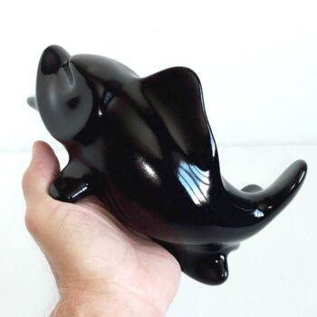 Sculpture titled "BLACK FISH2 WITHOUT…" by Maas Tiir, Original Artwork, Resin