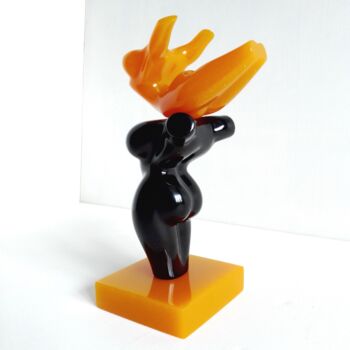 Sculpture titled "YELLOW GYMNAST-GIRL…" by Maas Tiir, Original Artwork, Resin