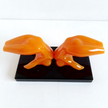 Sculpture titled "2GYMNAST-GIRLS1 YEL…" by Maas Tiir, Original Artwork, Resin