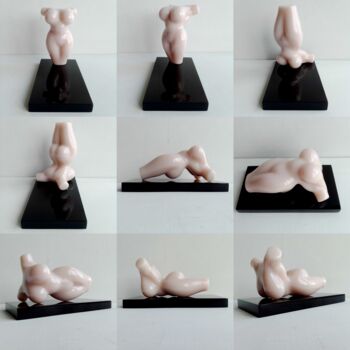 "WHITE WOMAN2 ON BLA…" başlıklı Heykel Maas Tiir tarafından, Orijinal sanat, Rezine