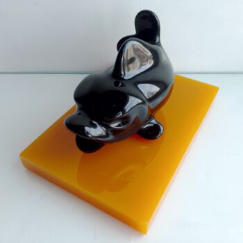 Sculpture intitulée "BLACK FISH2 HORIZON…" par Maas Tiir, Œuvre d'art originale, Résine