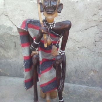 Sculpture titled "Wooden African old…" by Herman Kahoi, Original Artwork, Wood