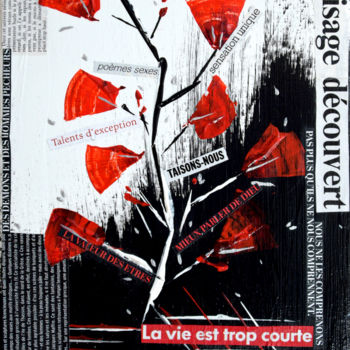 Collages titled "La vie est trop cou…" by Mab Carratier, Original Artwork, Collages Mounted on Wood Stretcher frame
