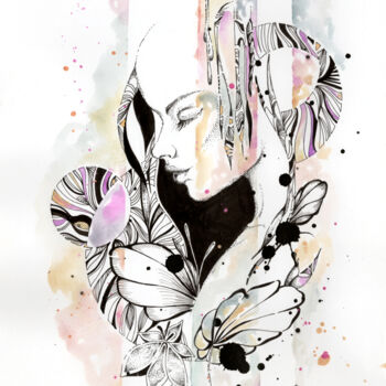 Drawing titled "Encre XX" by Mab Carratier, Original Artwork, Watercolor