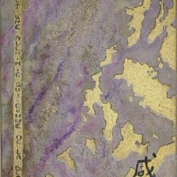 Ζωγραφική με τίτλο "Carte violette avec…" από Mabdeco, Αυθεντικά έργα τέχνης