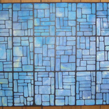 Peinture intitulée "Style Vitrail Bleu" par Mabdeco, Œuvre d'art originale, Acrylique