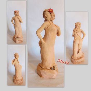 Скульптура под названием "fanny dans les iles" - Mabé, Подлинное произведение искусства, Терракота