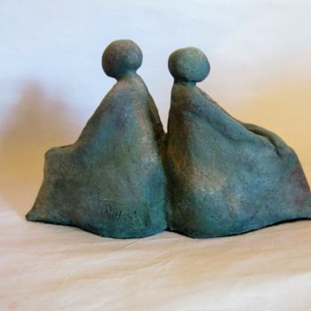Sculpture intitulée "Fâchés ?" par Mabé, Œuvre d'art originale, Terre cuite