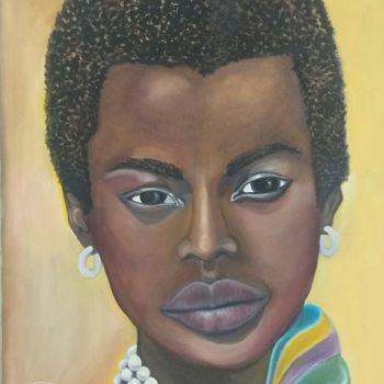 Malerei mit dem Titel "Negra brasileira" von Mabel Maria Dos Viana, Original-Kunstwerk, Öl