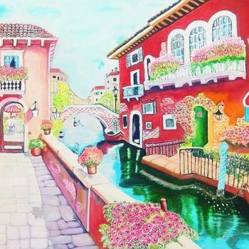 Painting titled "Quadro: Veneza!" by Mabel Maria Dos Viana, Original Artwork, Oil