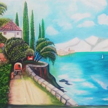 Painting titled "Quadro: Paisagem Ma…" by Mabel Maria Dos Viana, Original Artwork, Oil