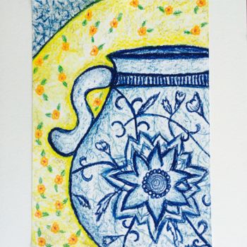 Painting titled "Blue vase" by Mabele Bemfeito, Original Artwork, Pastel