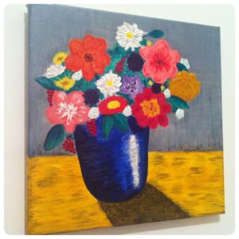Pintura intitulada "Blue vase" por Mabele Bemfeito, Obras de arte originais, Acrílico