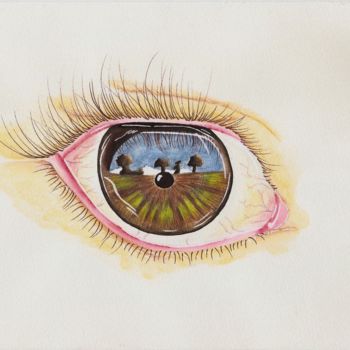 Painting titled "Dans tes yeux" by Maboiteaenvies, Original Artwork, Watercolor