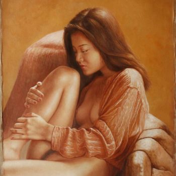 Painting titled "nude asiat" by Ju Baiz, Original Artwork, Oil