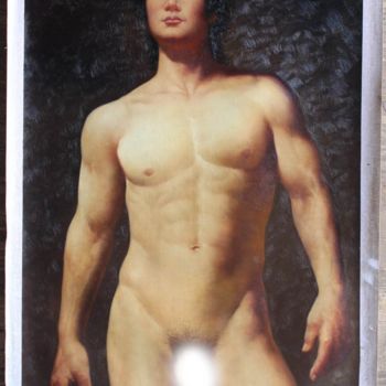 Peinture intitulée "nude male" par Ju Baiz, Œuvre d'art originale, Huile