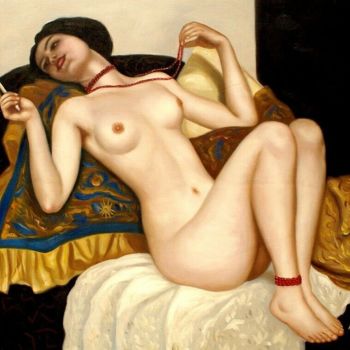 Painting titled "nue femme sublime t…" by Ju Baiz, Original Artwork, Oil