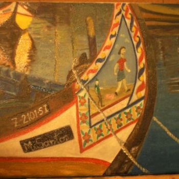 Painting titled "Barcos de pesca - 0…" by Machado Dos Santos, Original Artwork